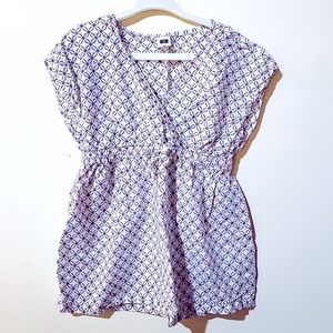 Janie and Jack White Swim Coverup with Navy Geometric Print